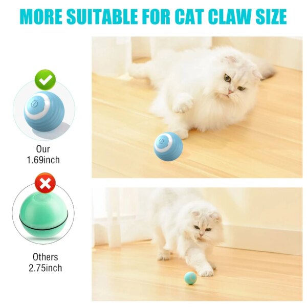 Interactive Cat Toy Ball - Automatic 360° Self-Rotating USB Rechargeable Rolling Ball for Kitten & Dog Exercise and Play - Image 6