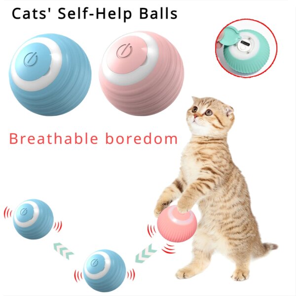 Interactive Cat Toy Ball - Automatic 360° Self-Rotating USB Rechargeable Rolling Ball for Kitten & Dog Exercise and Play